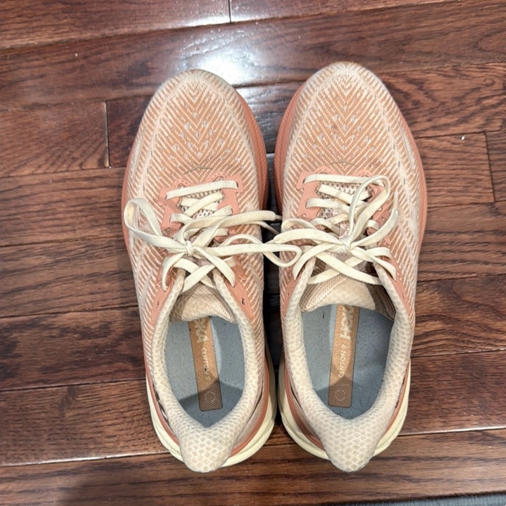 Hoka Women's Beige and Coral Sneakers